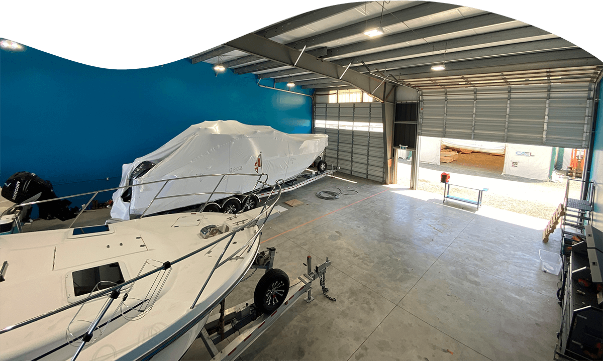 Boats in the shop at Cape Boat Works