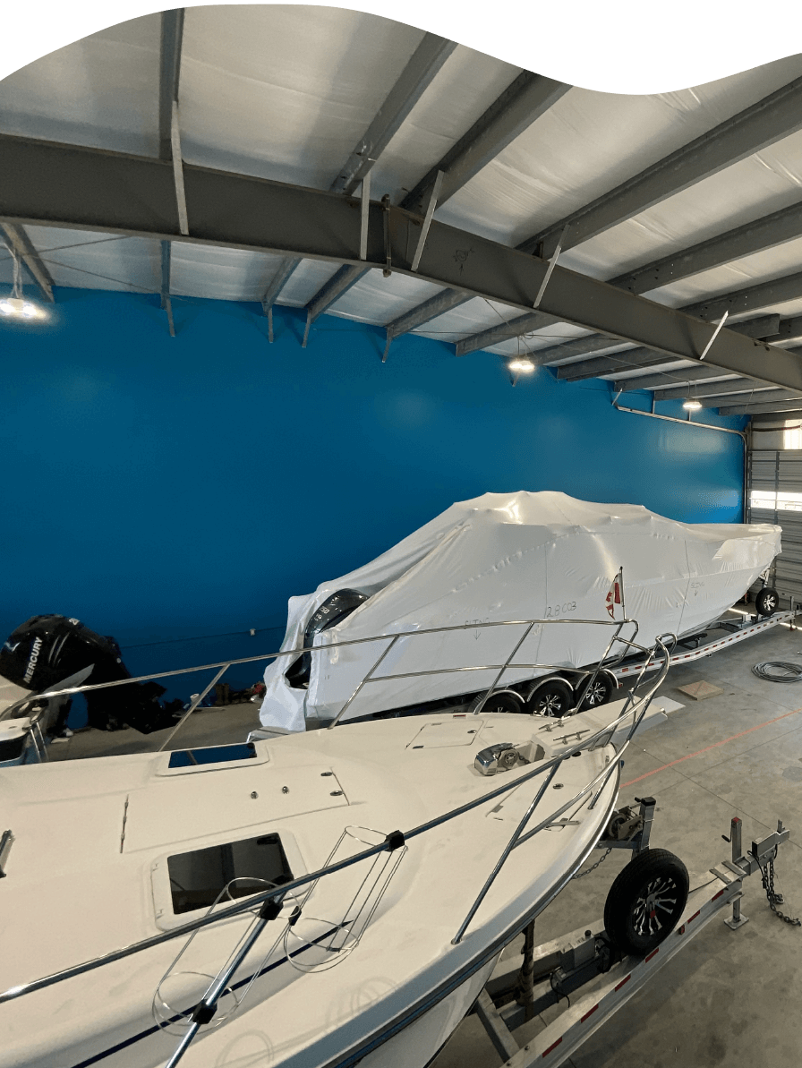 Boat inside of Cape Boat Works'shop