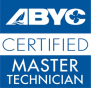 ABYC Certified Master Technician logo in white and blue